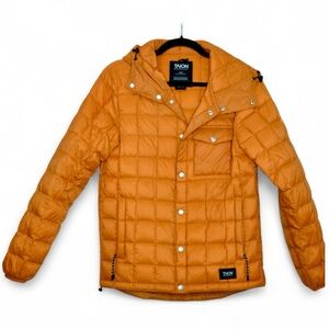 Taion Quilted Down Feather Puffer Jacket in Vibrant Orange